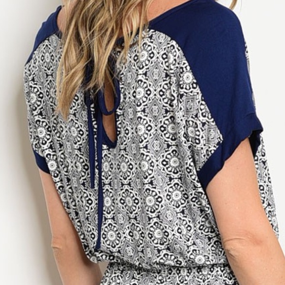 Royal Blue Medallion Patterned Patterned Jumpsuit - Picture 3 of 5